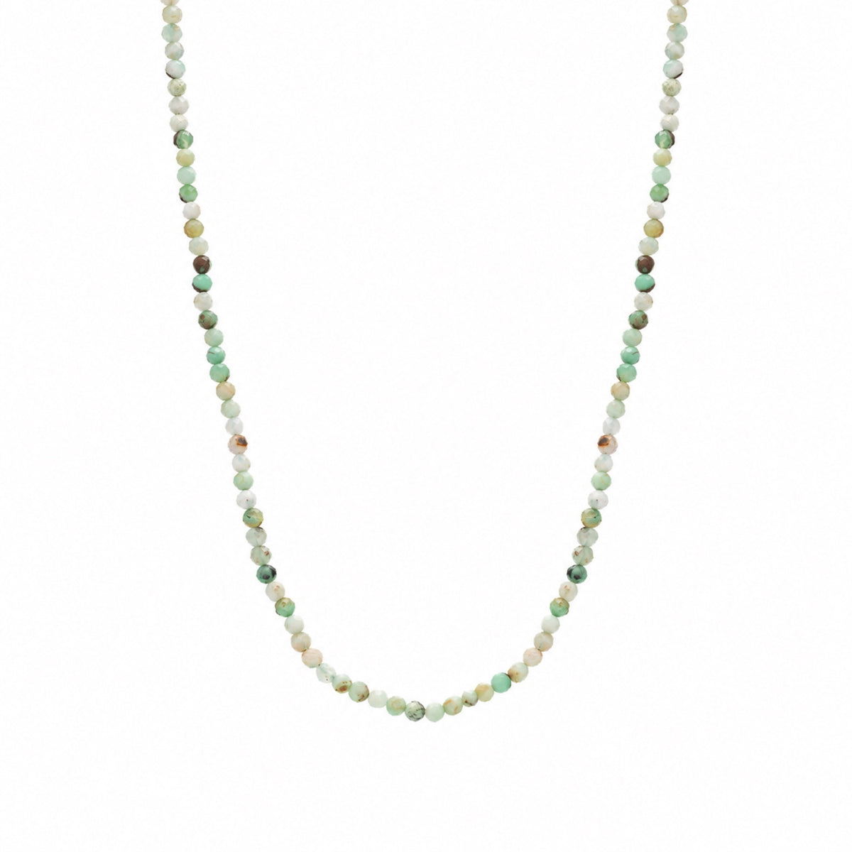 Tones of Green Beaded Sterling Silver Gemstone Necklace