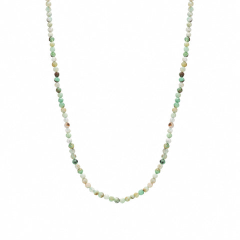 Tones of Green Beaded Sterling Silver Gemstone Necklace