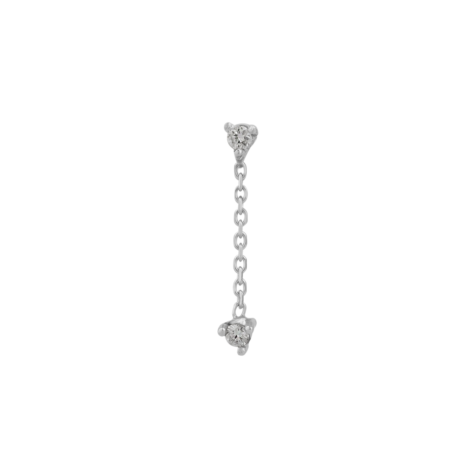 Fine Double Diamond Drop Single Earring 14ct Solid Gold