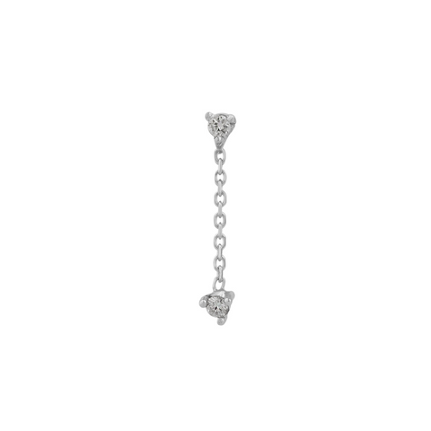 Fine Double Diamond Drop Single Earring 14ct Solid Gold