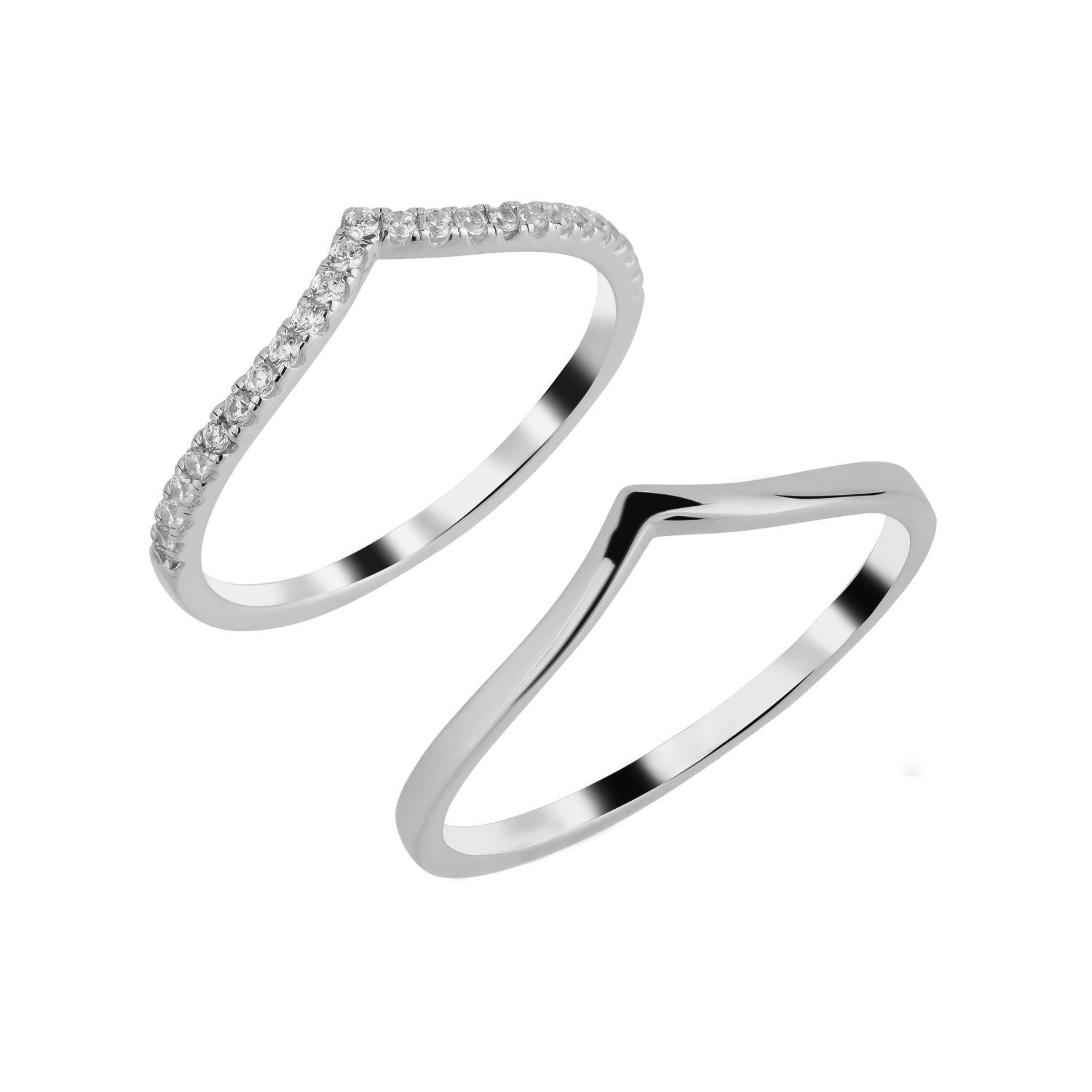 Sterling Silver Wishbone Stacker V Ring Set