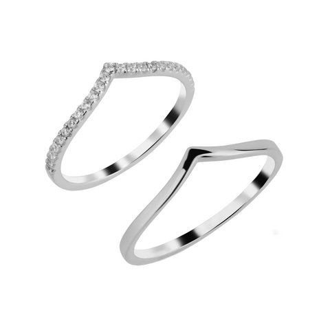 Sterling Silver Wishbone Stacker V Ring Set
