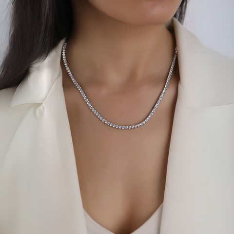 Sterling Silver Large Tennis Necklace - 3mm