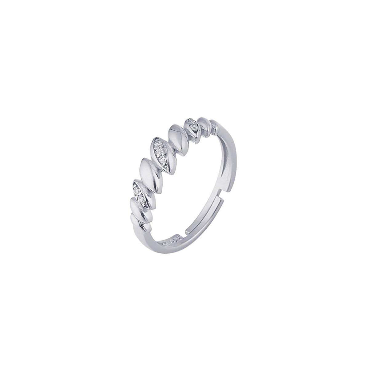 Lined Stones Marquise Sterling Silver Ring
