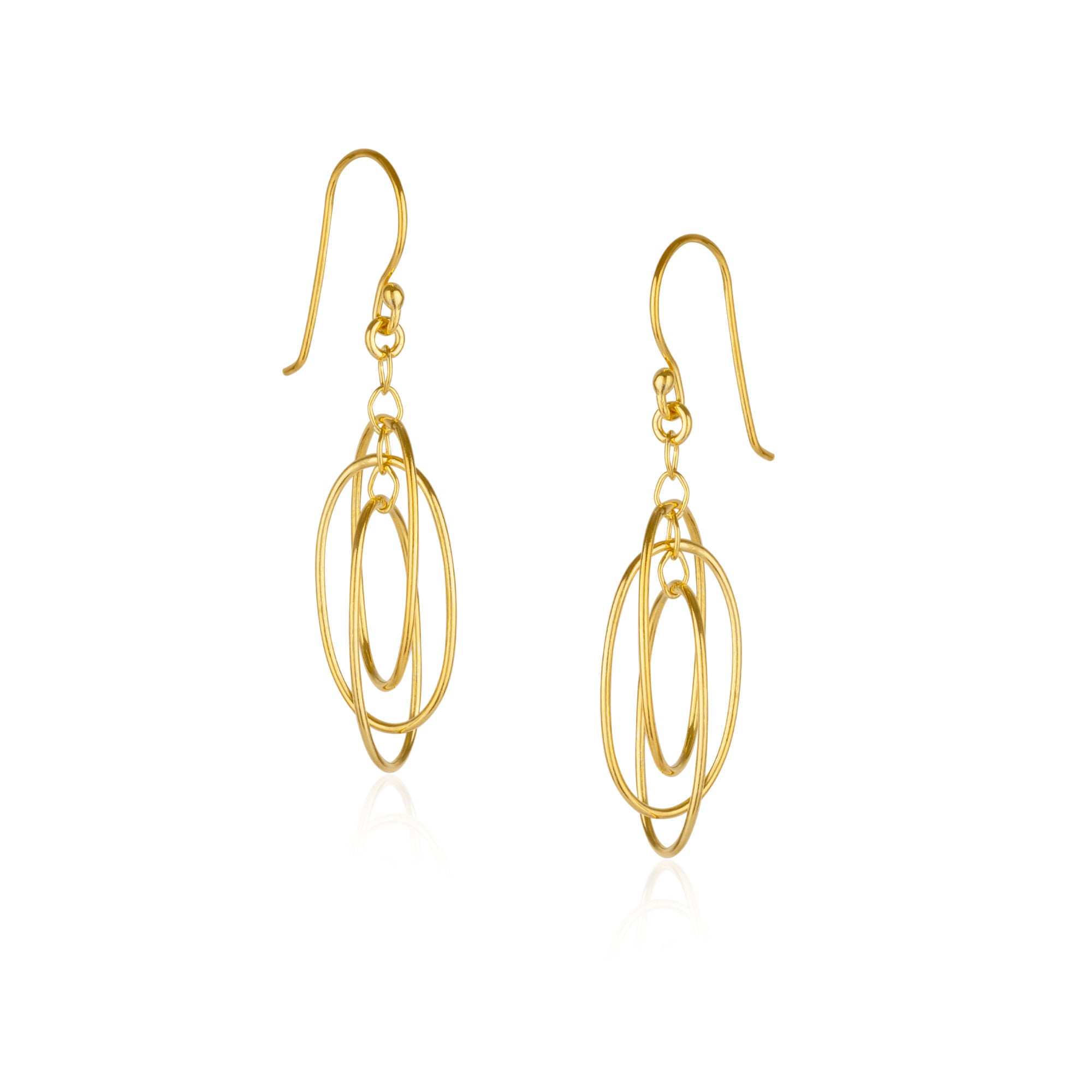 Nested Loop 3D Drop Earrings in Sterling Silver