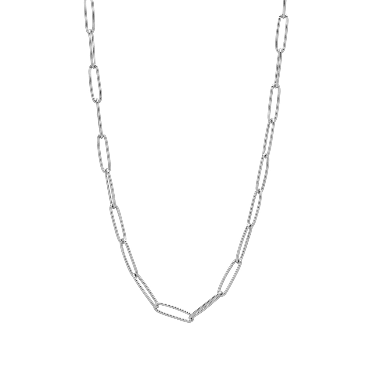 Large Rectangular Sterling Silver Chain Necklace