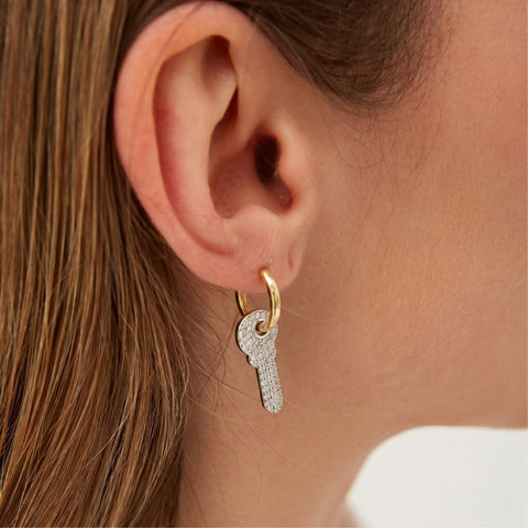 Key Gold Color Hoop Sterling Silver Earrings