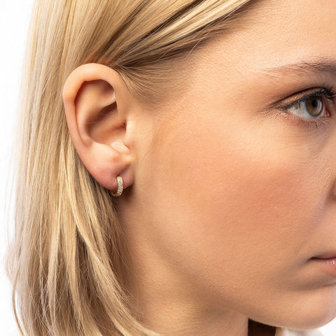 Fine Diamond Pave Hoop Earring in 14ct Gold