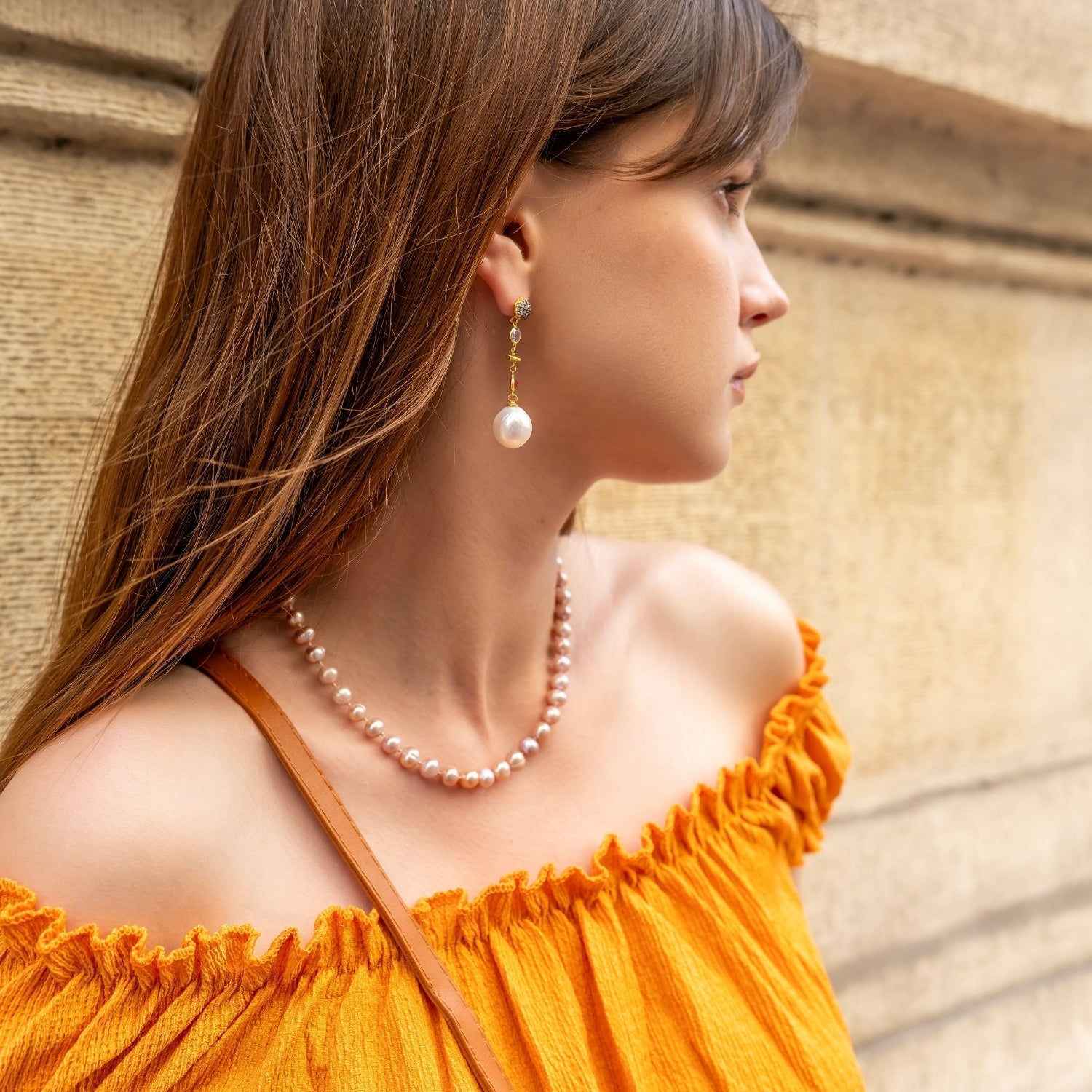 Chunky Baroque Pearl Drop Sterling Silver Earring