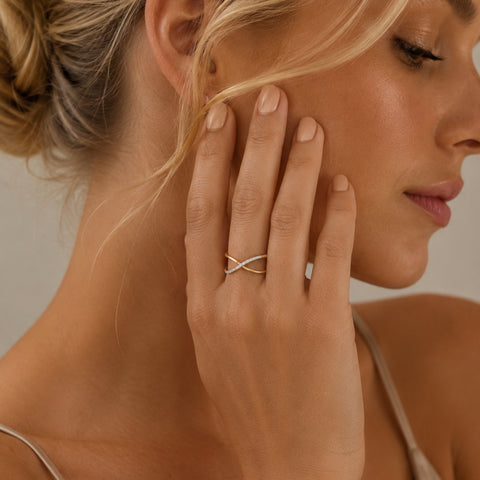 Sterling Silver Pave X Ring
