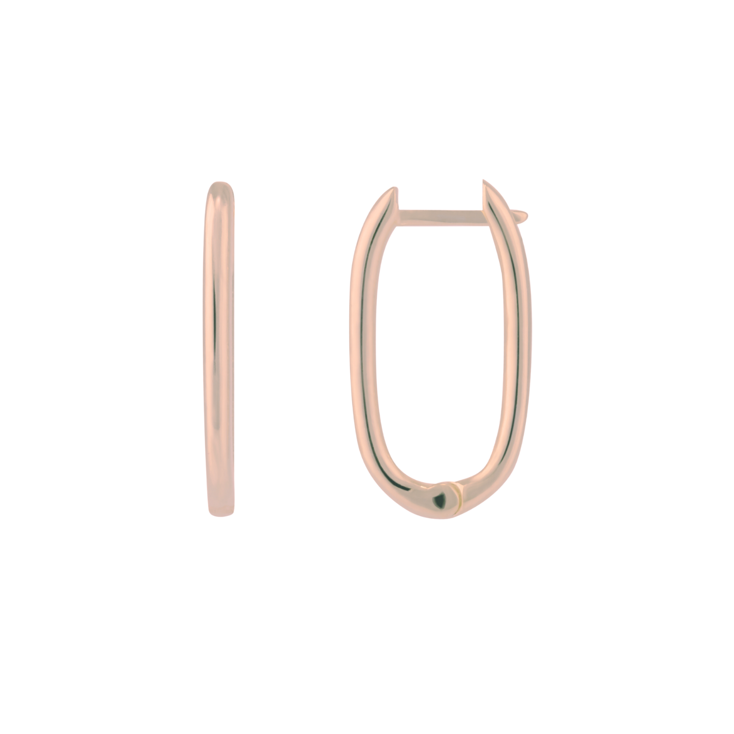 Oval Rectangular Sterling Silver Hoop Earring