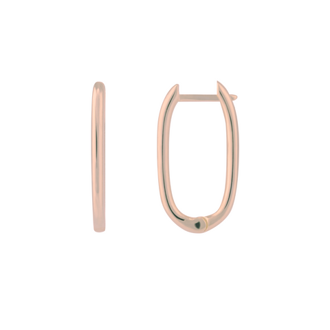 Oval Rectangular Sterling Silver Hoop Earrings