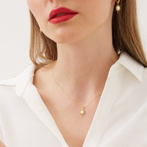 White Opal Northernstar Sterling Silver Pendant Necklace and Earrings Set