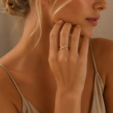 Sterling Silver Pave X Ring