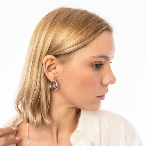 Chunky Hoop Earrings in Sterling Silver