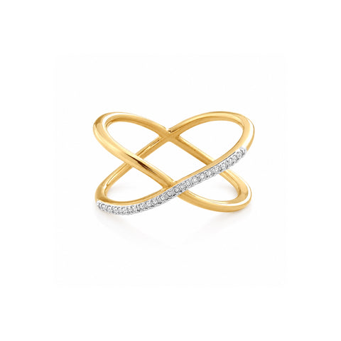 Sterling Silver Pave X Ring