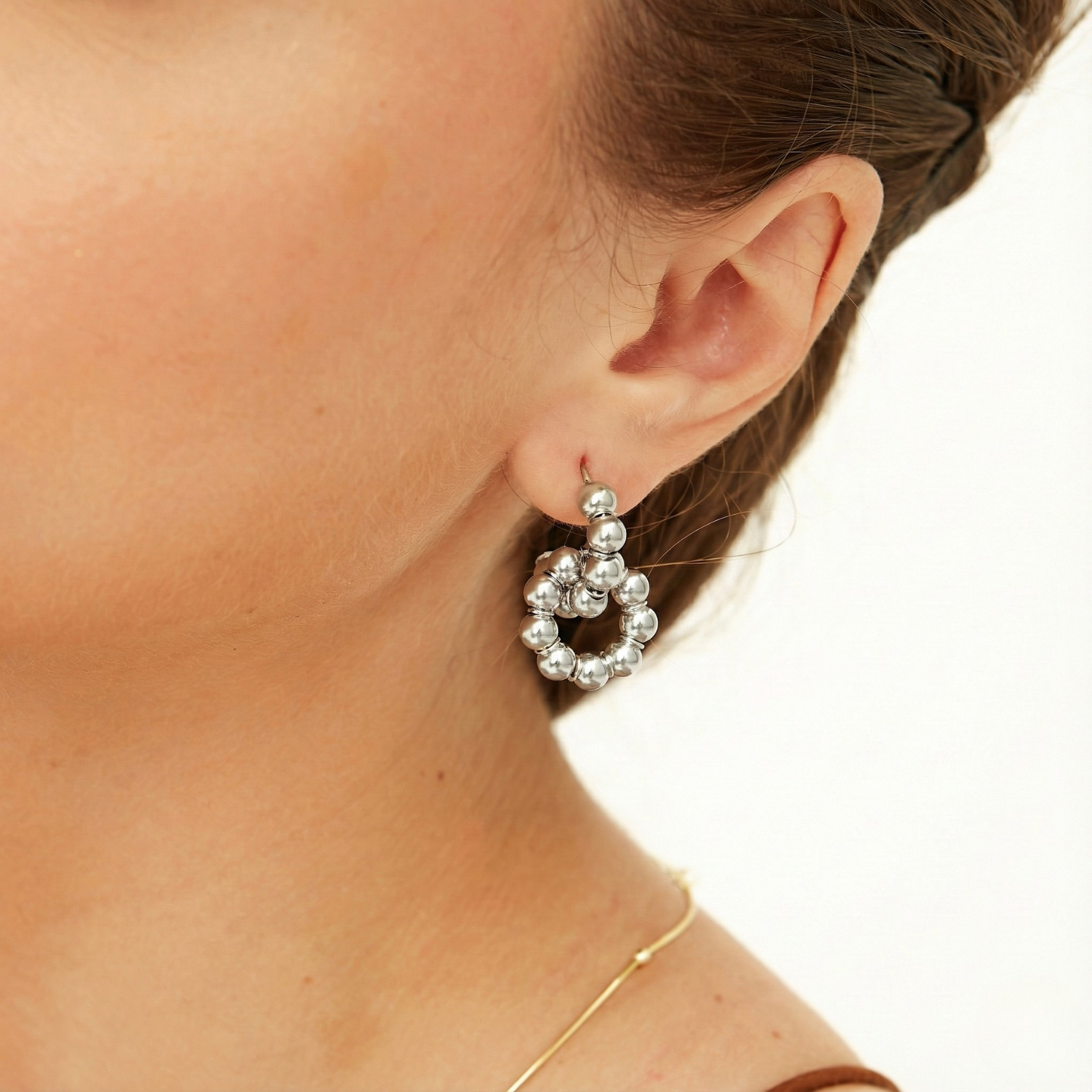 Large Lapped Bead Sterling Silver Earrings