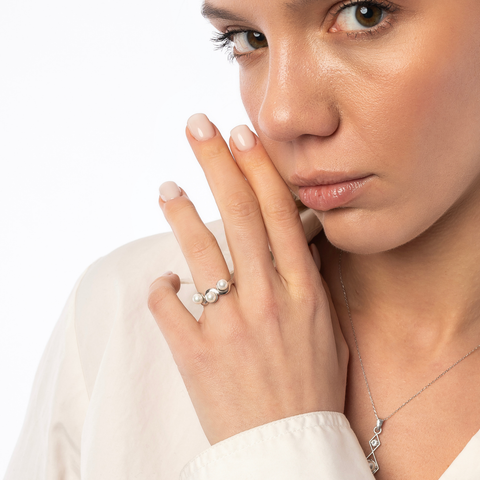 Twisted Pearl Sterling Silver Ring