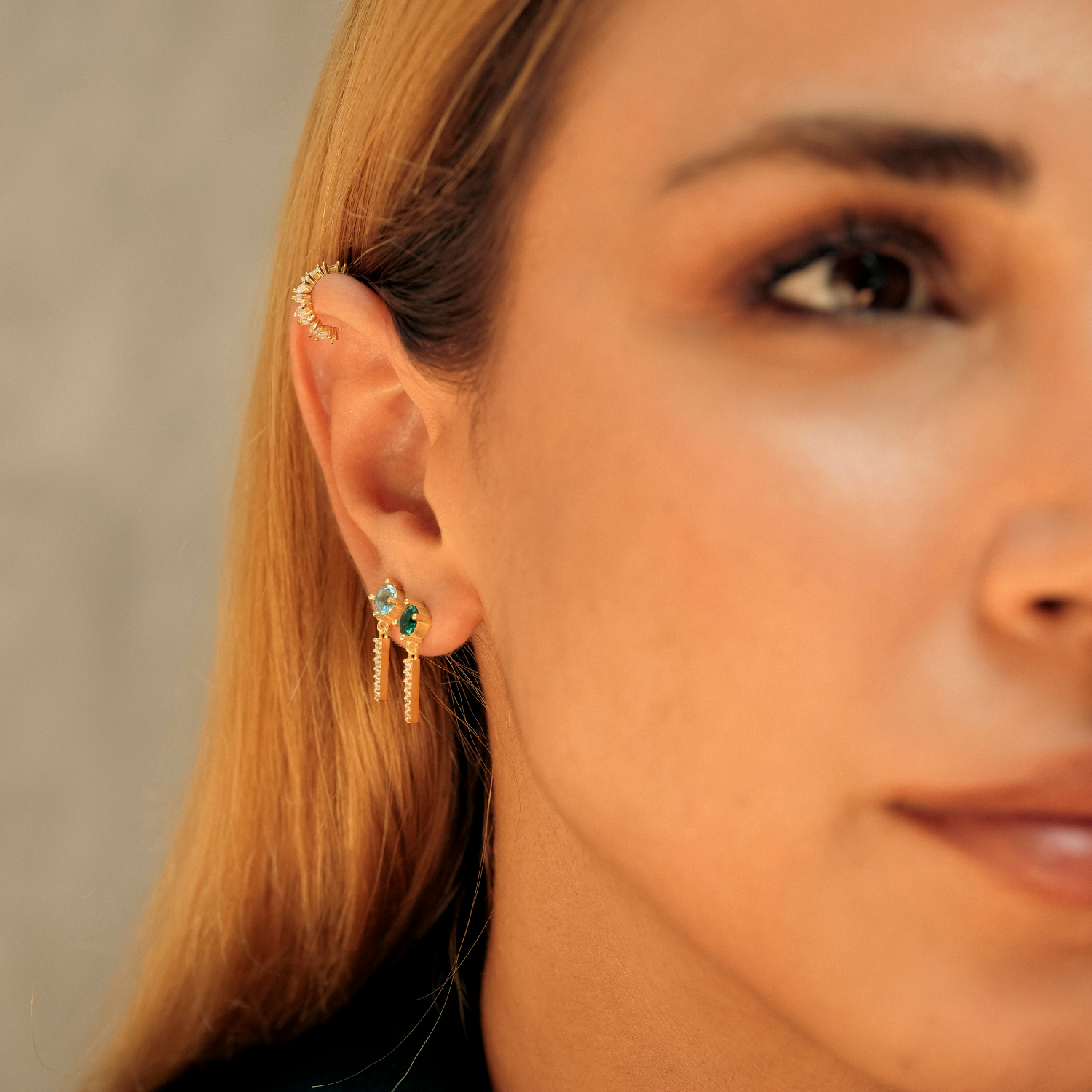 Sterling Silver Green Gemstone Spike Charm Sodalite Earrings