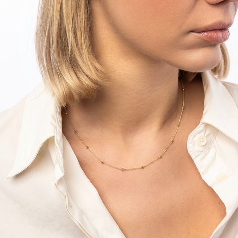 Fine 14ct Solid Gold Satellite Beaded Chain Necklace