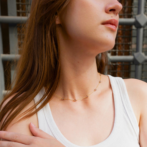 Zultanite Beads Sterling Silver Satellite Necklace