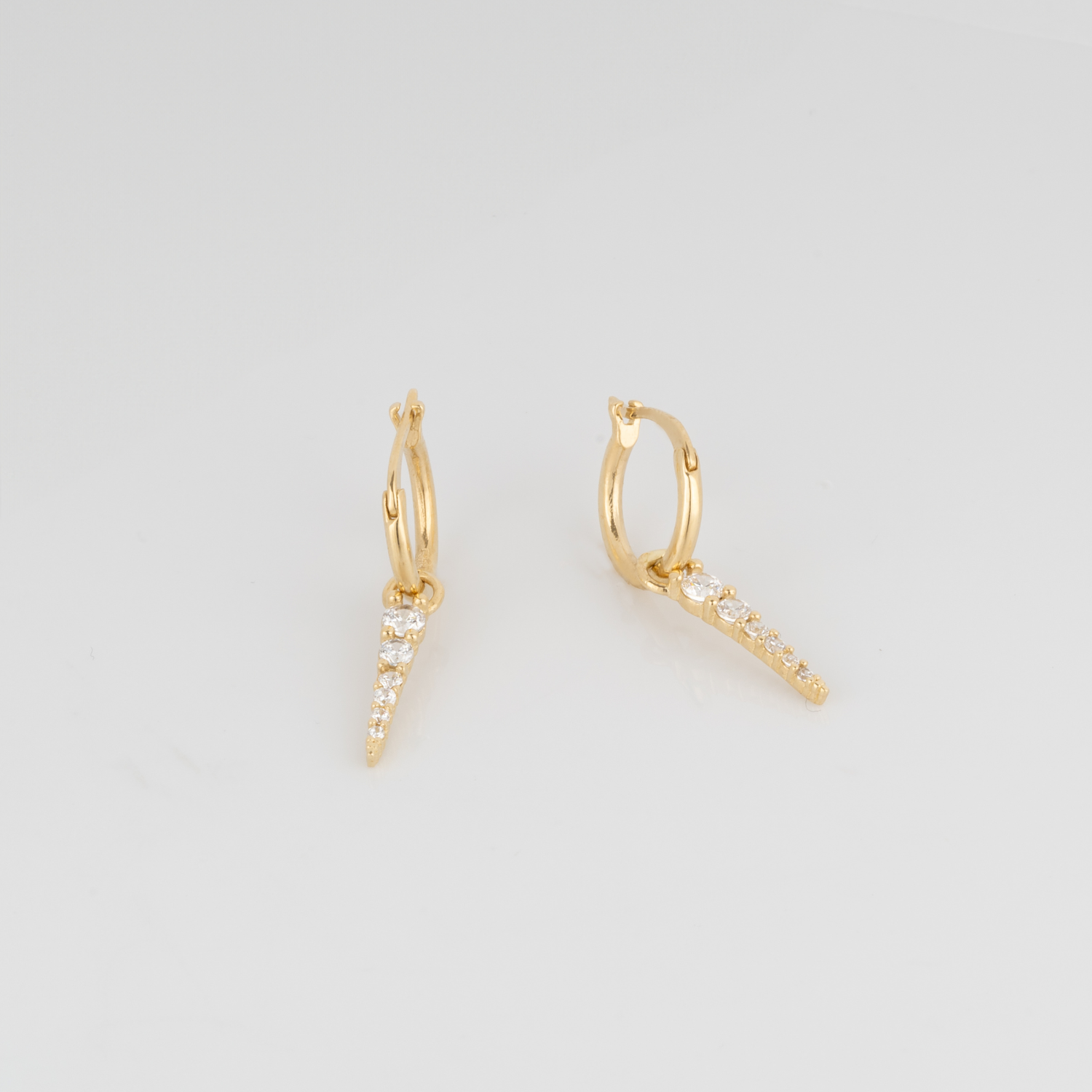 Fine Spike Pave Hoop Earrings 14ct Solid Gold