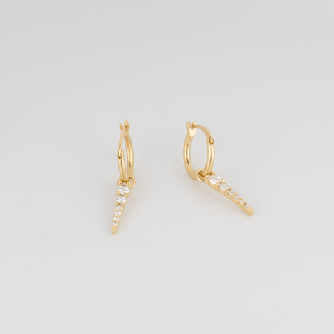 Fine Spike Pave Hoop Earrings 14ct Solid Gold