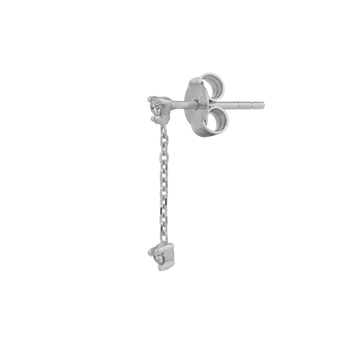 Fine Double Diamond Drop Single Earring 14ct Solid Gold