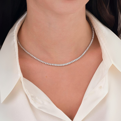 Sterling Silver Large Tennis Necklace - 3mm