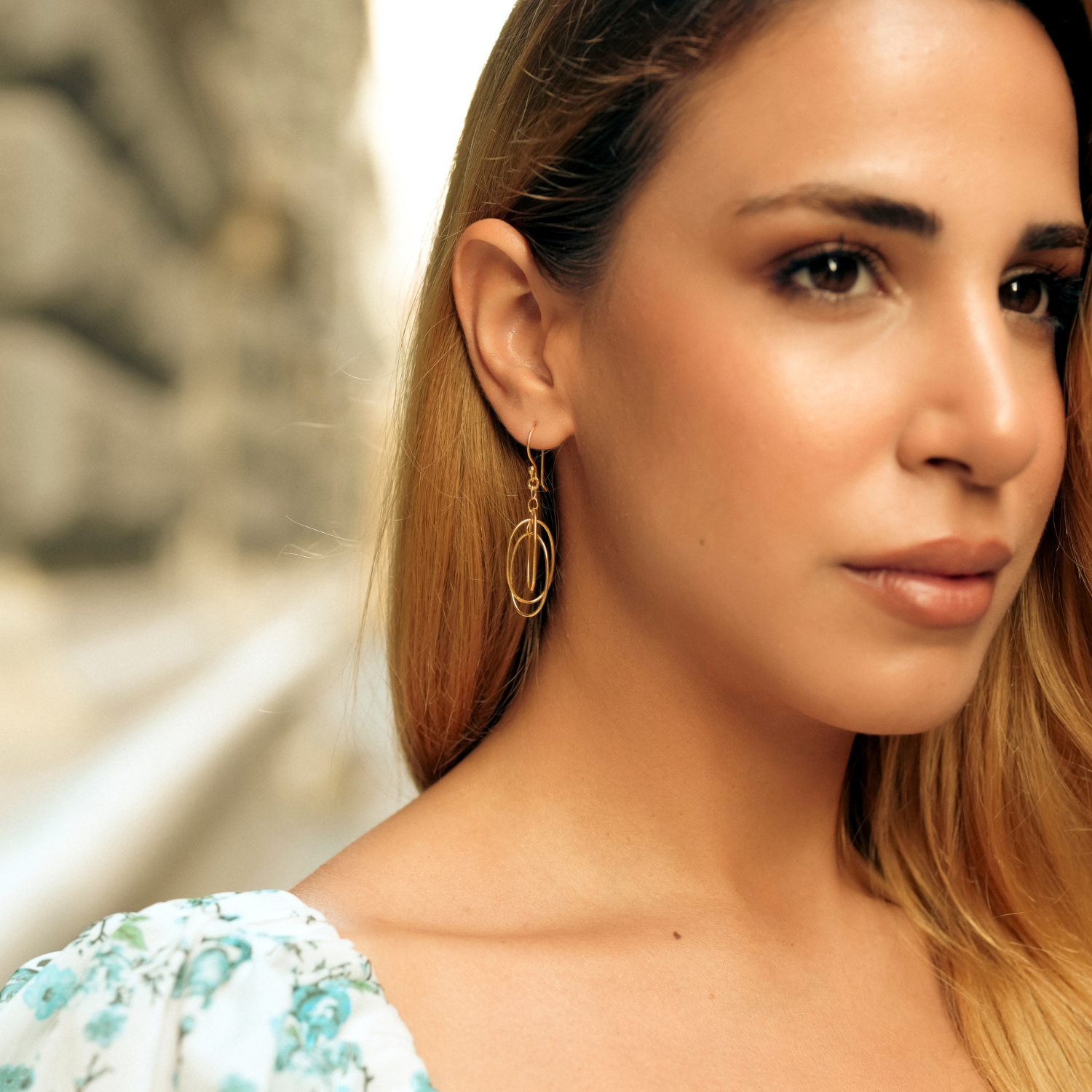 Nested Loop 3D Drop Earrings in Sterling Silver