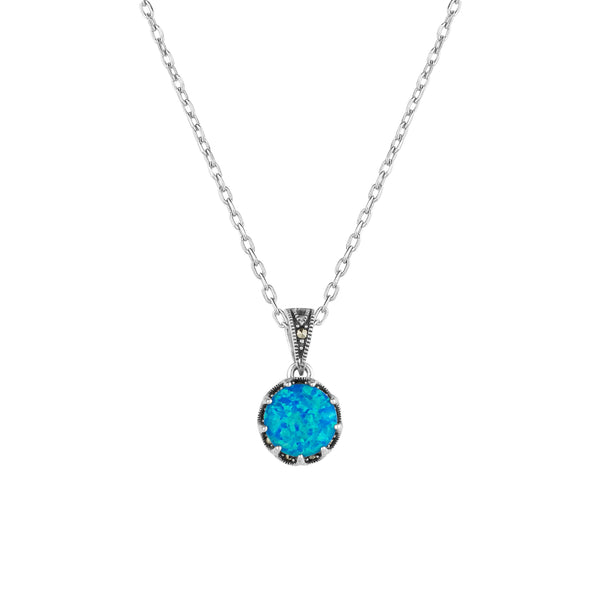Round Opal High Quality Sterling Pendant Necklace