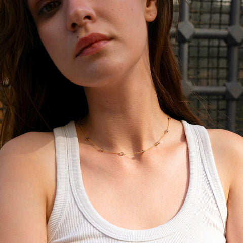 Zultanite Beads Sterling Silver Satellite Necklace