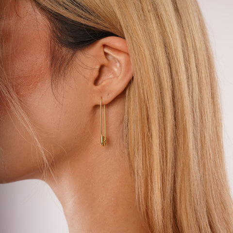 Sterling Silver Starburst Safety Pin Earring