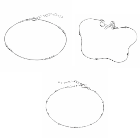 Sterling Silver Beaded Satellite Bracelet Layering Set