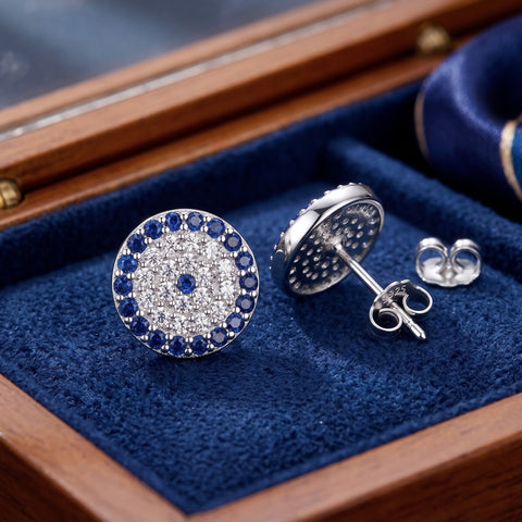 Evil Eye Sterling Silver Stud Earrings