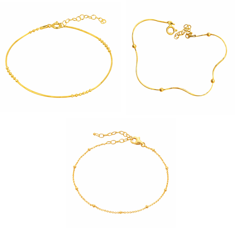 Sterling Silver Beaded Satellite Bracelet Layering Set