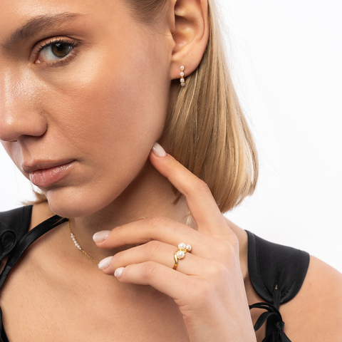Twisted Pearl Sterling Silver Ring
