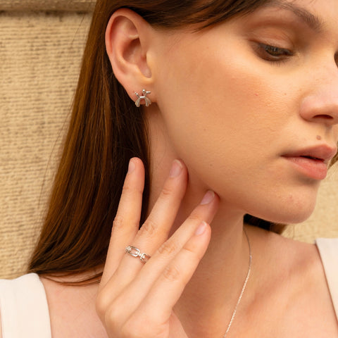 Sterling Silver Pave Chain Ring