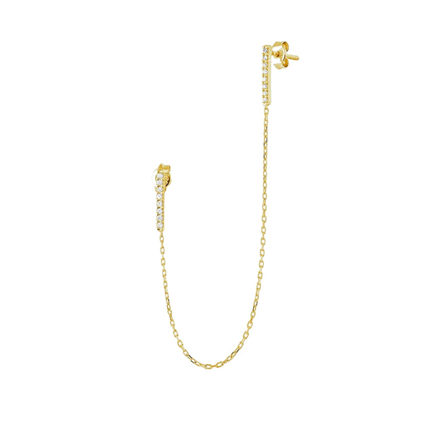 Chained Bar Chain Earring Sterling