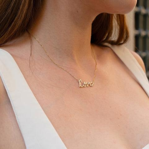 Sterling Silver Jewelled Love Necklace
