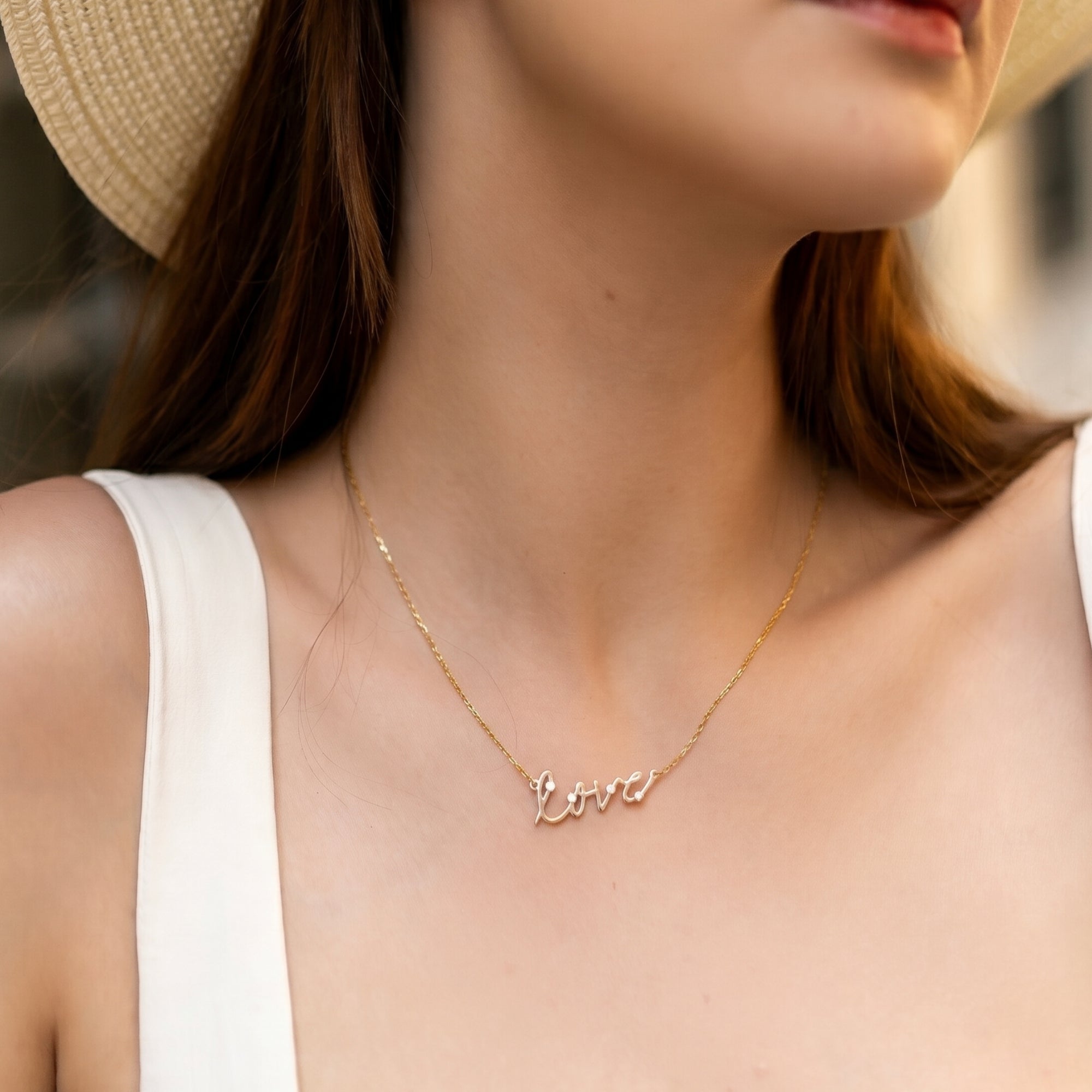 Sterling Silver Jewelled Love Necklace