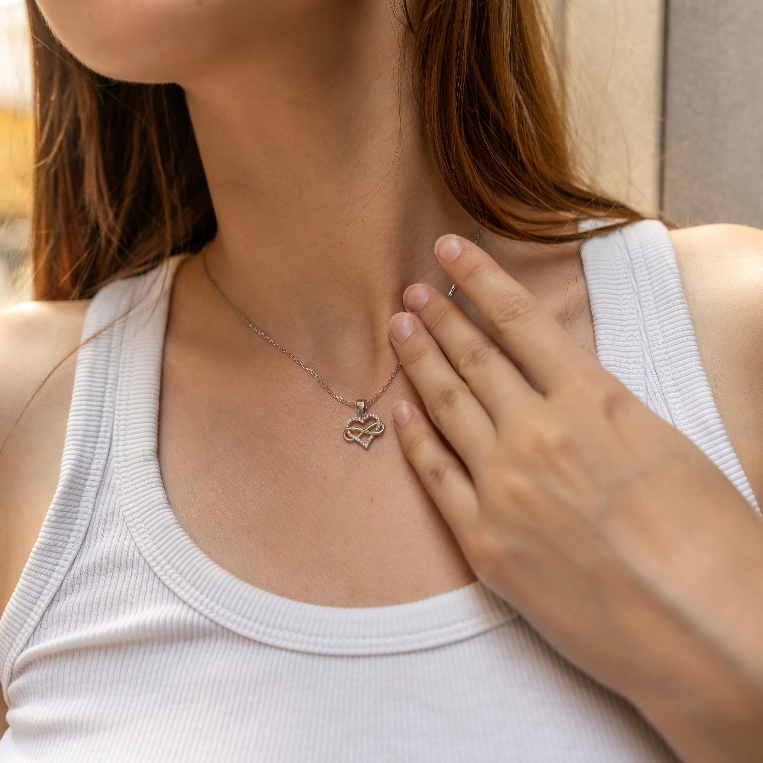 Infinity Heart Love Sterling Silver Pendant Necklace