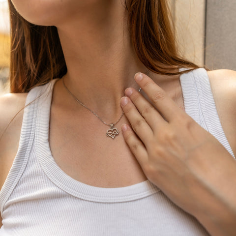 Infinity Heart Love Sterling Silver Pendant Necklace