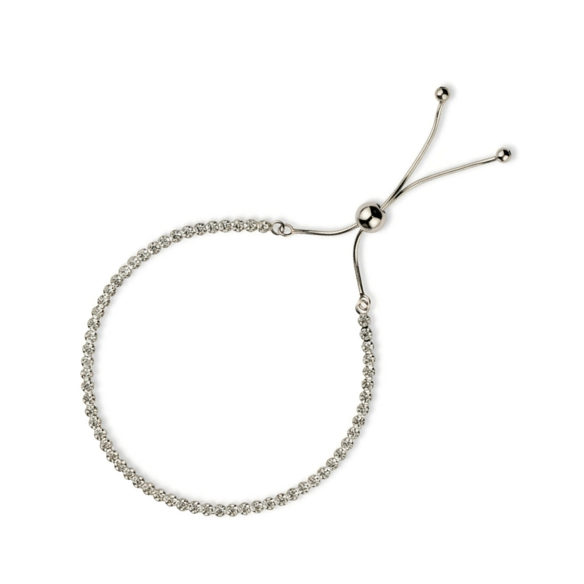 Sterling Silver Fine Tennis Bracelet Adjustable Sliding Claps