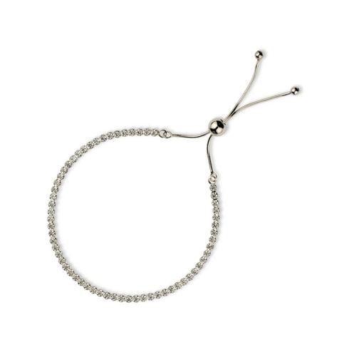 Sterling Silver Fine Tennis Bracelet Adjustable Sliding Claps