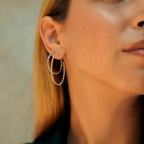 Sterling Silver Stud Hoop Earring