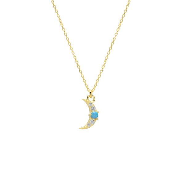 Crescent Moon Opal Sterling Necklace