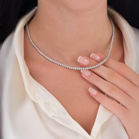 Sterling Silver Large Tennis Necklace - 3mm