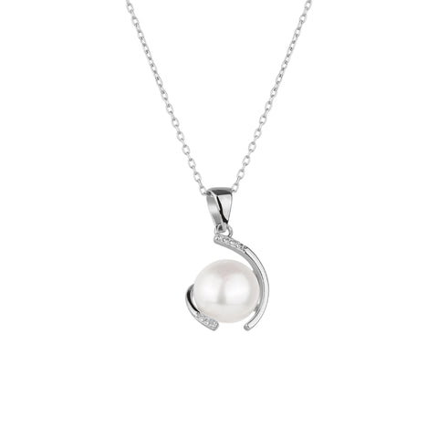 Sterling Silver Whimsy Swirl Pearl Necklace