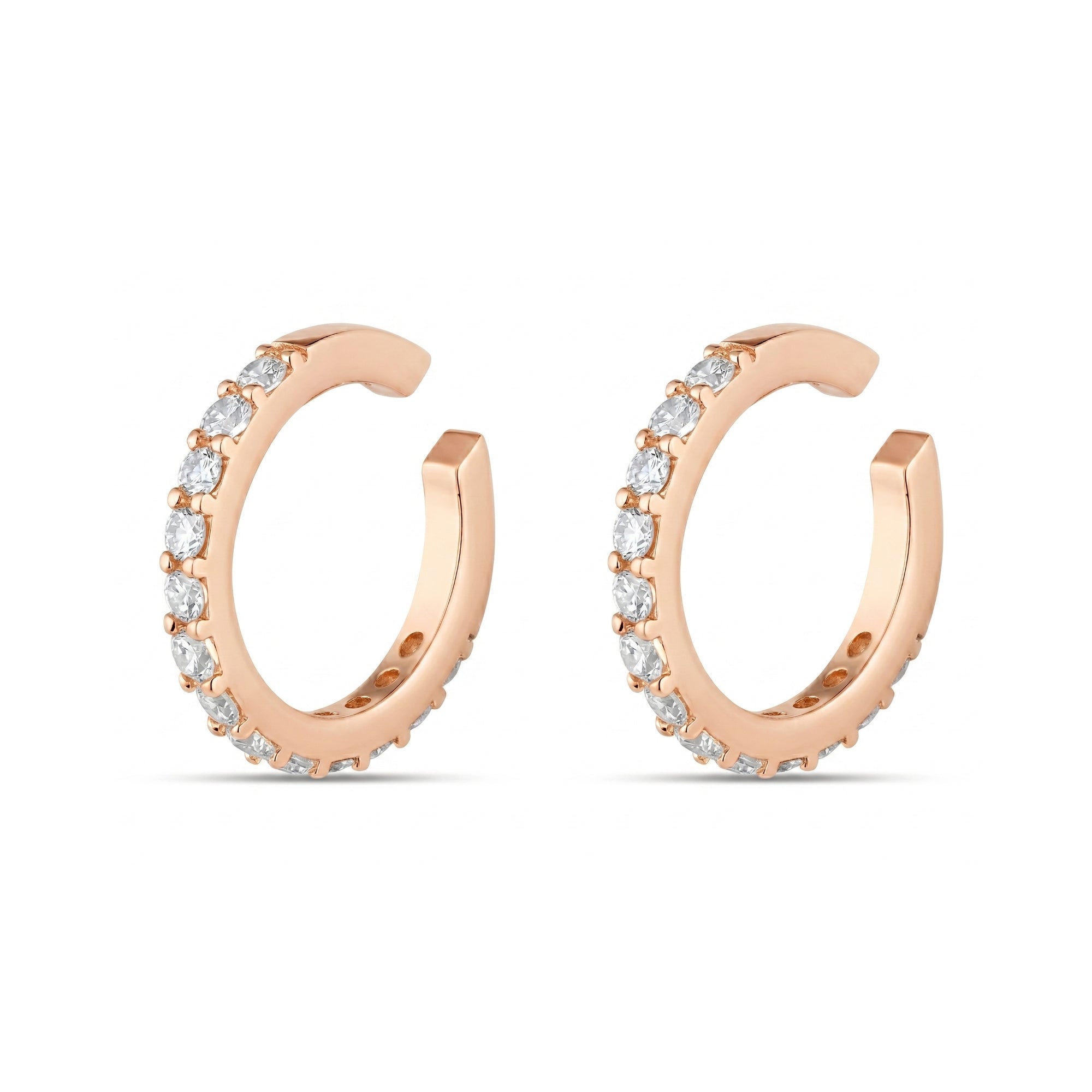 Cubic Zirconia Sterling Silver Ear Cuffs No Piercing - Pair